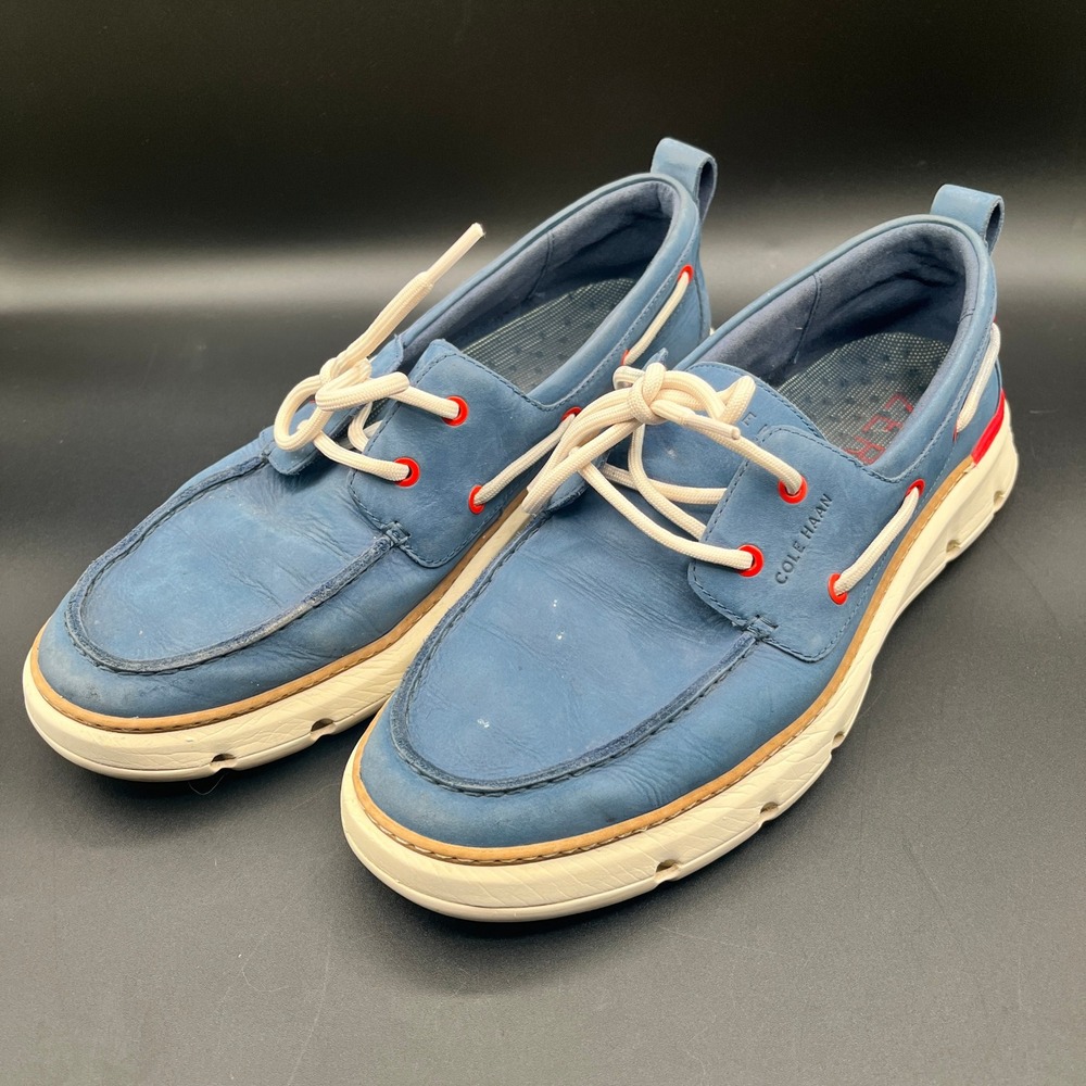 Cole Haan GrandPro 2-Eye Boat Shoes Blue Leather Mens Size 11B W28991 Casual